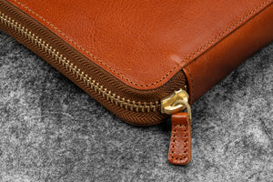 Legacy Leather Zip Pen Case For 12 Pens - A6 - Deep Cognac