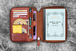 Leather Zippered B6 / B6 Slim Planner Folio - Pueblo Cognac