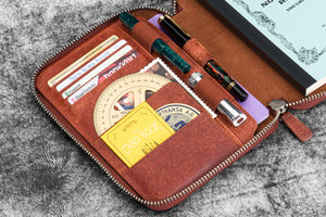 Leather Zippered B6 / B6 Slim Planner Folio - Pueblo Cognac