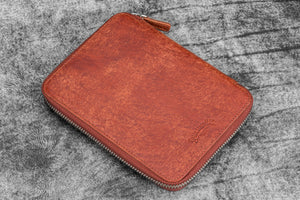 Leather Zippered B6 / B6 Slim Planner Folio - Pueblo Cognac