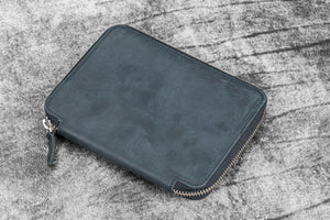 Leather Zippered B6 / B6 Slim Planner Folio - Crazy Horse Black