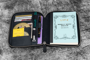 Leather Zippered B6 / B6 Slim Planner Folio - Crazy Horse Black