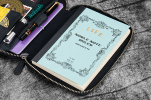 Leather Zippered B6 / B6 Slim Planner Folio - Crazy Horse Black