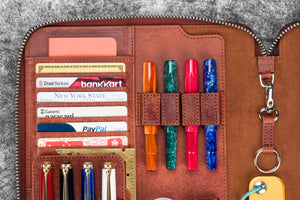 Leather Zippered Leuchtturm1917 B5 & Extra Large Moleskine Folio - Pueblo Cognac