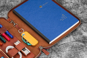 Leather Zippered Leuchtturm1917 B5 & Extra Large Moleskine Folio - Pueblo Cognac