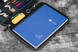 Leather Zippered Leuchtturm1917 B5 & Extra Large Moleskine Folio - Crazy Horse Black