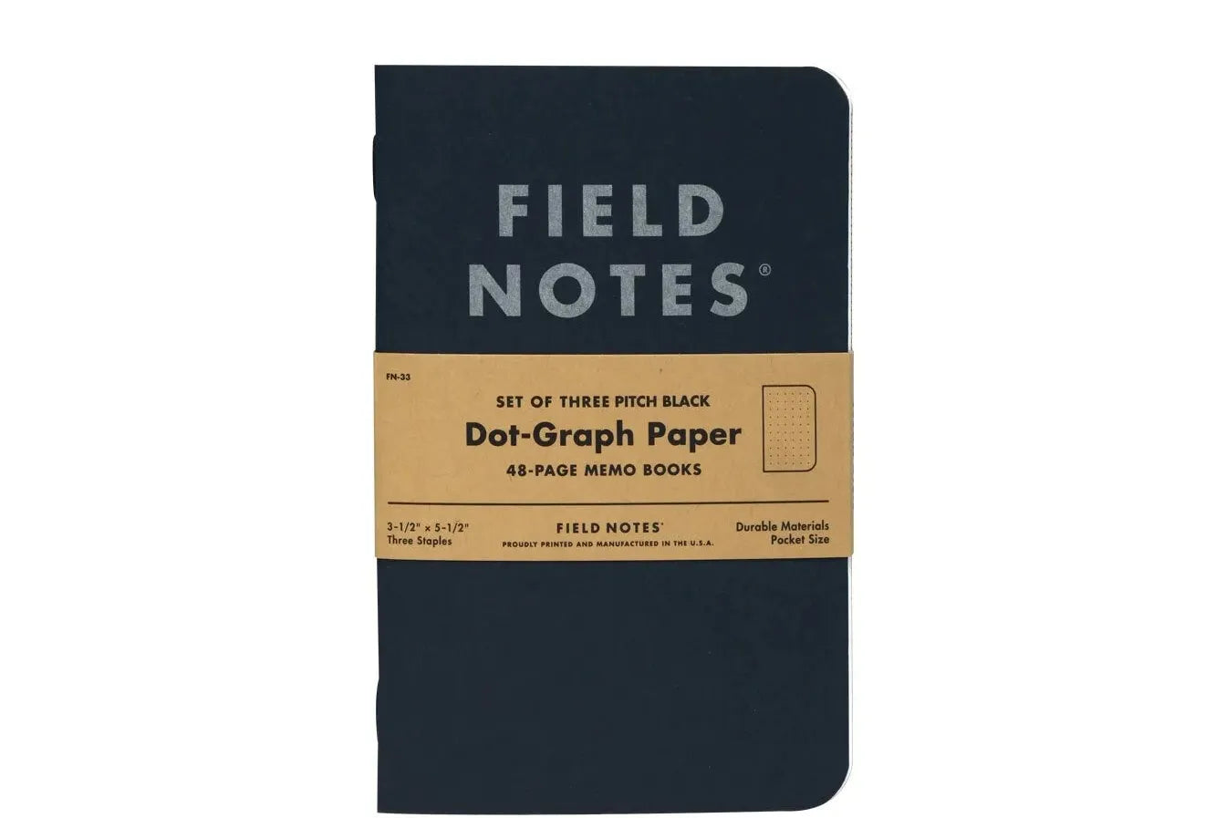 Field Notes Pitch Black Memo Book – Dot-Graph 3-Pack