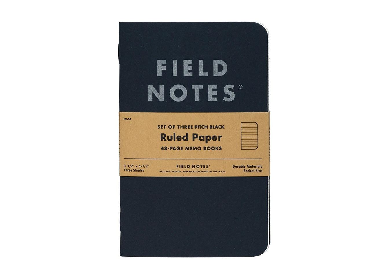 Field Notes Pitch Black Memo Book – Ruled 3-Pack