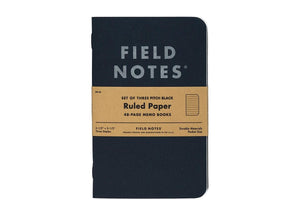 Field Notes Pitch Black Memo Book – Ruled 3-Pack