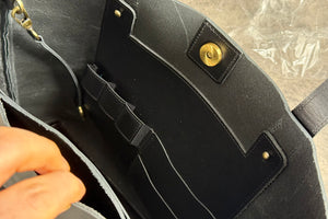 Leather Tote Bag - Black
