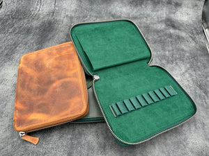 SECONDS Leather Zippered 20 Slots Pen Case - Multiple Colors - 406