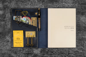 Leather Hobonichi Cousin A5 Planner Cover - Crazy Horse Navy Blue