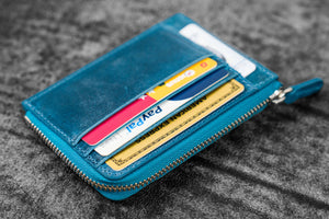 Leather Zippered Mega Mini Wallet - C. H. Ocean Blue