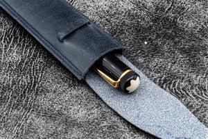 Vintage Slim Leather Pen Sleeve for Single Pen - C.H. Navy Blue