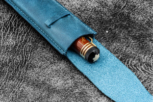 Vintage Slim Leather Pen Sleeve for Single Pen - C.H. Ocean Blue