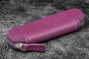 Leather Zippered Single Pen Case for Kaweco - Pocket Pen - Purple