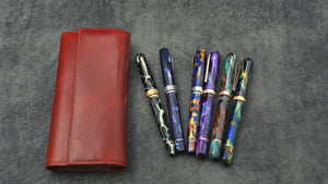 The Writer’s Pen Wrap - 6 Slots Pen Case - Deep Cognac