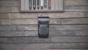 Leather Flap Pen Case for Three Pens - Crazy Horse Smoky