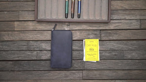 Leather Zippered 3 Slots Pen Case - Green