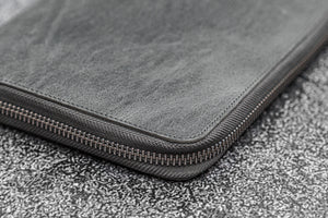 Leather Zippered iPad Mini & Large Moleskine Folio - Crazy Horse Smoky