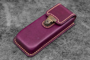 The Old School - Leather Molded Pen Case for 3 Pens - Purple