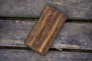 Leather Double Fountain Pen Case / Pen Sleeve - Crazy Horse Brown