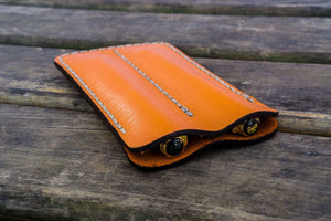 Leather Double Fountain Pen Case / Pen Sleeve - Orange