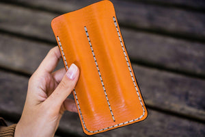 Leather Double Fountain Pen Case / Pen Sleeve - Orange
