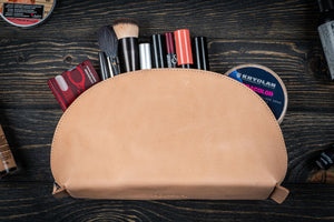 Leather Lunar Makeup / Toiletry Bag - Undyed Leather