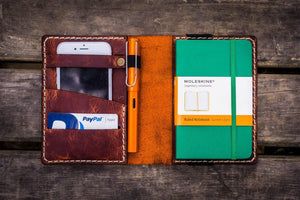 Leather Pocket Moleskine Journal Cover - Crazy Horse Orange