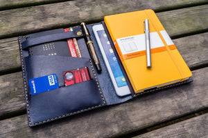 Leather Rhodia A5 Notebook & iPad Mini Cover - Navy Blue
