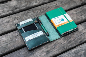 Leather Rhodia A6 Notebook Cover - Crazy Horse Forest Green