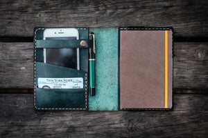 Leather Rhodia A6 Notebook Cover - Crazy Horse Forest Green