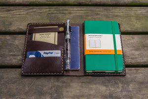 Leather Rhodia A6 Notebook Cover - Dark Brown