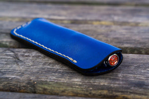 Leather Single Fountain Pen Case / Pen Pouch - Blue