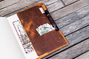Leather Slim A5 Notebook / Planner Cover - Crazy Horse Brown
