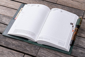 Leather Slim A6 Notebook / Planner Cover - Crazy Horse Forest Green