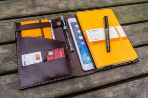 Leather Travel Journal for iPad Mini & Large Moleskine - Dark Brown