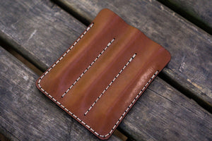 Leather Triple Fountain Pen Case / Pen Pouch - Brown