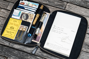 Leather Zippered B6 / B6 Slim Planner Folio - Black