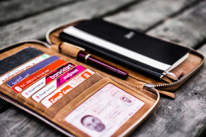 Leather Zippered Hobonichi Weeks Cover - Crazy Horse Brown