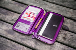 Leather Zippered Hobonichi Weeks Cover - Purple