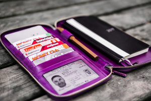 Leather Zippered Hobonichi Weeks Cover - Purple