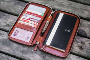 Leather Zippered Hobonichi Weeks Mega Cover - Brown