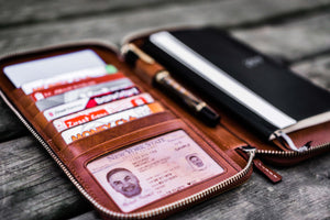 Leather Zippered Hobonichi Weeks Mega Cover - Brown