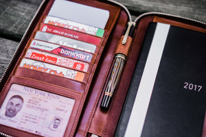 Leather Zippered Hobonichi Weeks Mega Cover - Brown
