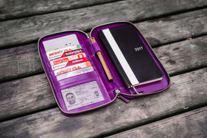 Leather Zippered Hobonichi Weeks Mega Cover - Purple
