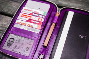 Leather Zippered Hobonichi Weeks Mega Cover - Purple