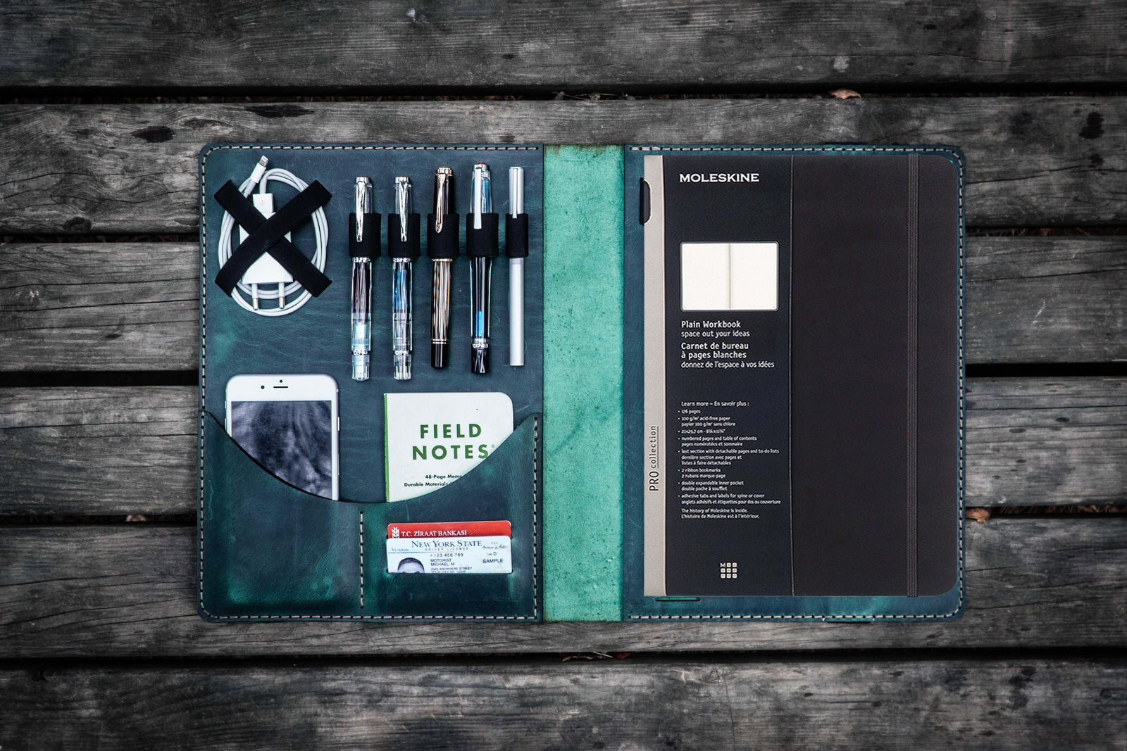 Moleskine Professional Workbook A4 Cover - Leather Compendium - Crazy Horse Forest Green