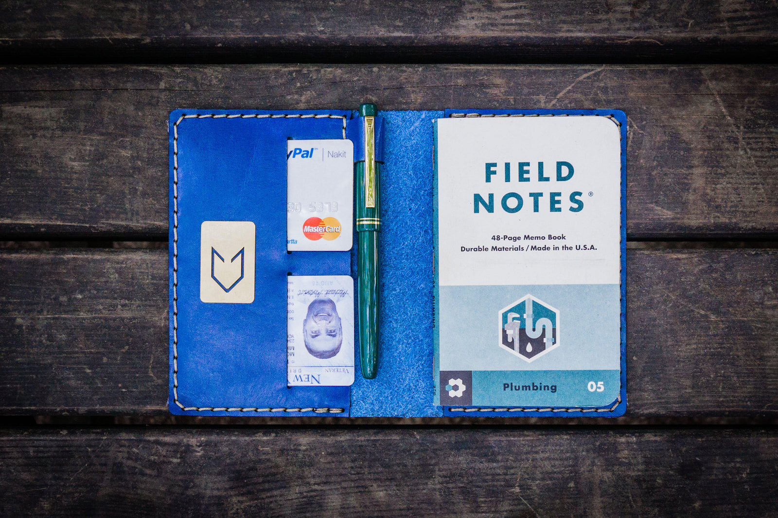No.33 Personalized Leather Field Notes Cover - Blue